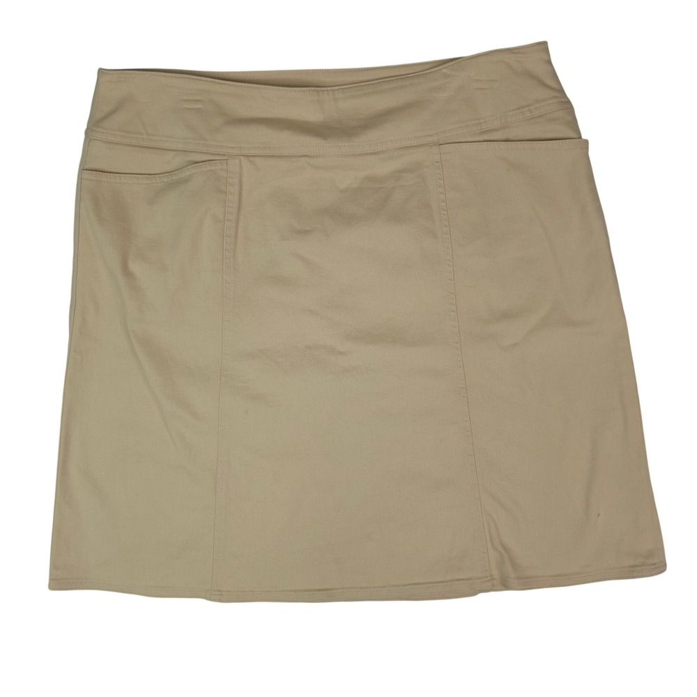 Chaus Skirt Women 14 Rattan Beige Cotton Blend Side Zip‎ Pockets Stretch